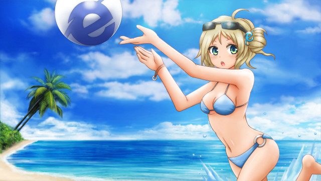Cartoon girl bikini playing ball free wallpaper for desktop - medium preview image