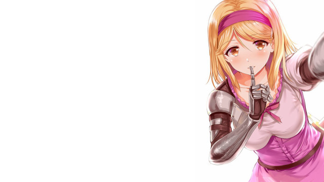 Woman gun pink dress headband free wallpaper for desktop - medium preview image