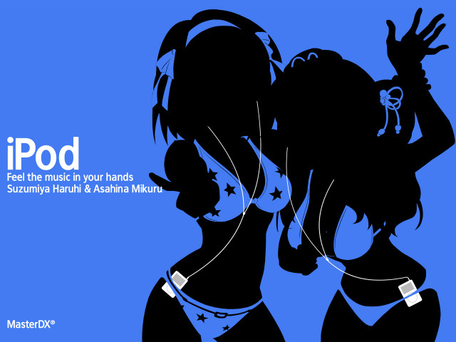 Women headphones blue background star free wallpaper for desktop - medium preview image