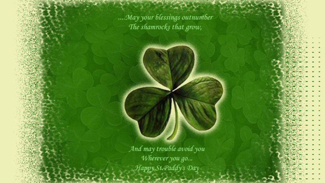 Green shamrock quote blessing day free wallpaper for desktop - medium preview image