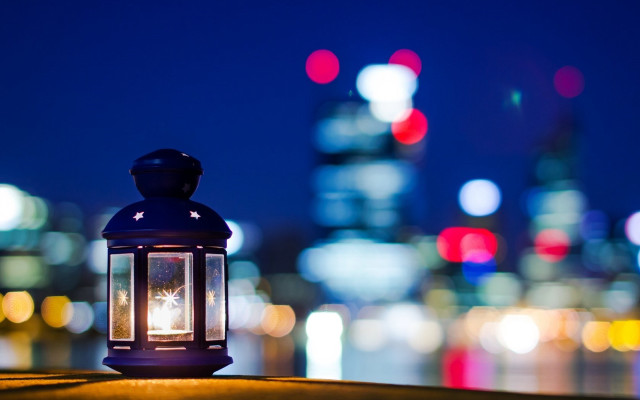 Lantern lit night sky city free wallpaper for desktop - medium preview image