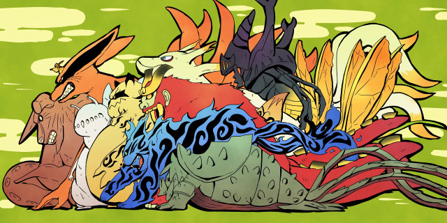 Colorful birds stack green surface free wallpaper for desktop - medium preview image