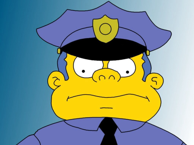 Sad cartoon character police uniform free wallpaper for desktop - medium preview image