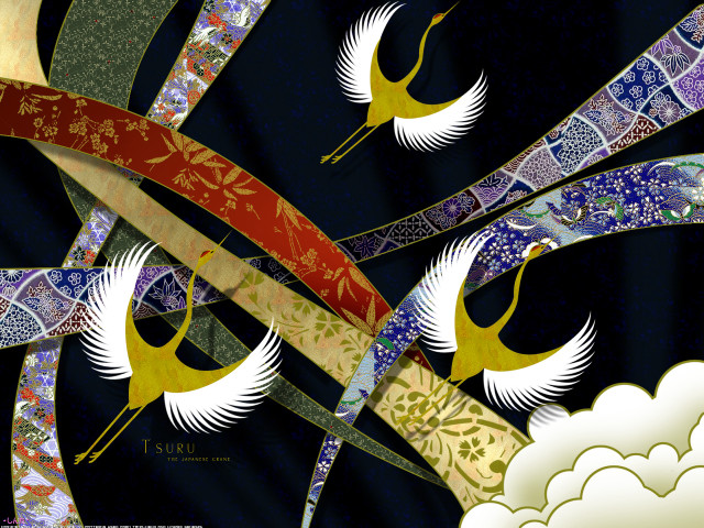 Birds flying red ribbon blue free wallpaper for desktop - medium preview image