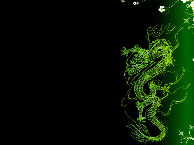 Green dragon black background white free wallpaper for desktop - medium preview image