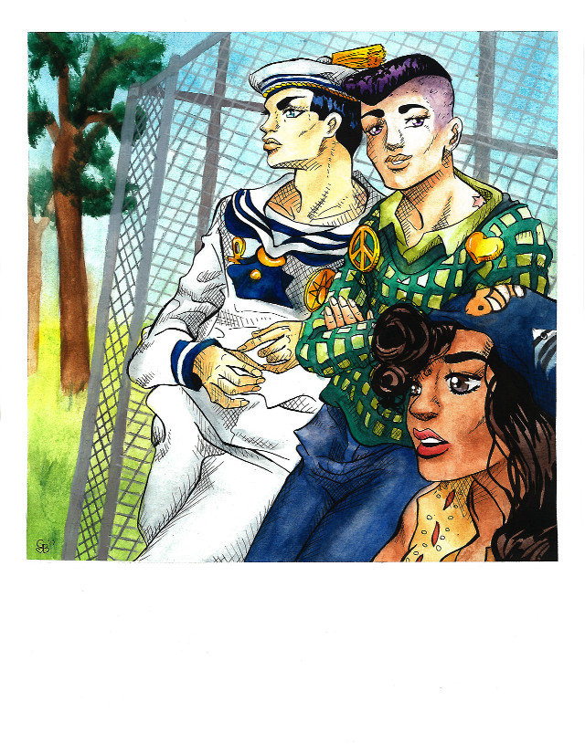 Group people sitting fenced area free wallpaper for mobile - medium preview image
