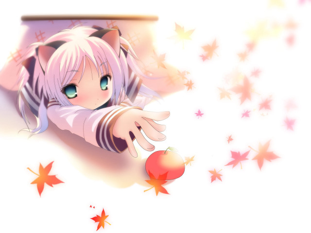 Pink hair girl apple stars free wallpaper for desktop - medium preview image