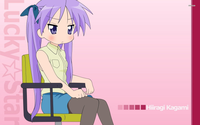 Girl purple hair chair pink free wallpaper for desktop - medium preview image