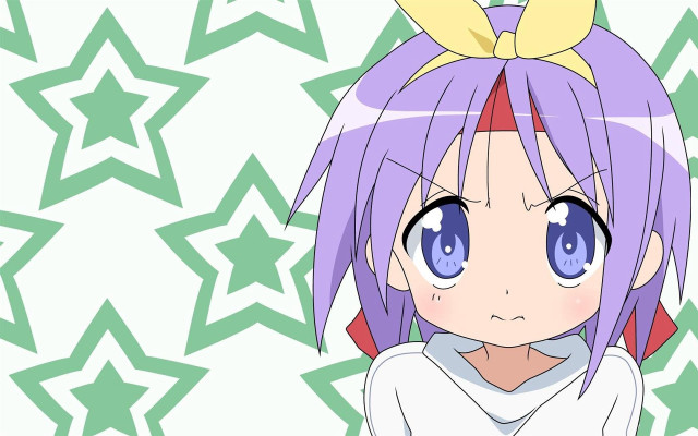 Anime girl purple hair starry free wallpaper for desktop - medium preview image