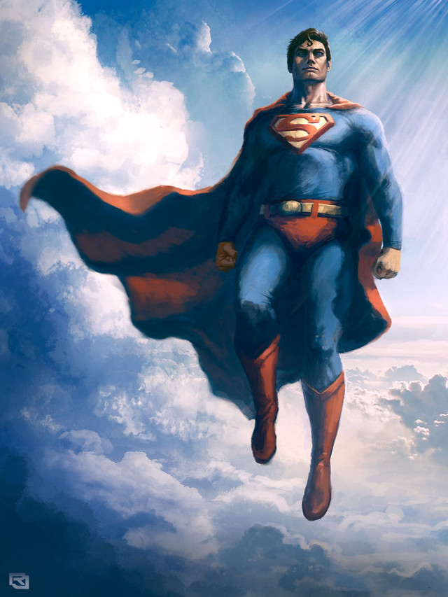 Man flying superman cape red free wallpaper for mobile - medium preview image