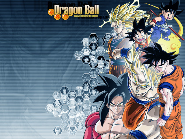 Dragon ball characters blue background free wallpaper for desktop - medium preview image