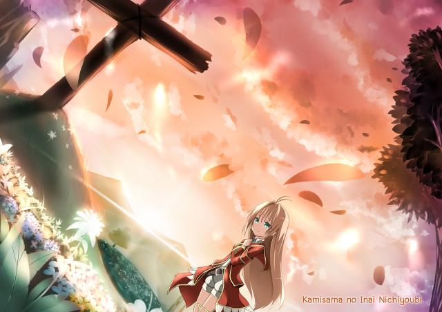 Girl cross field flowers leaves free wallpaper for desktop - medium preview image