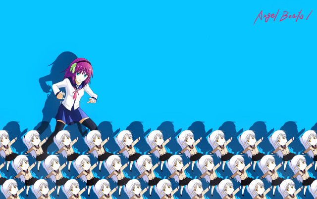 Woman walking birds sky blue free wallpaper for desktop - medium preview image