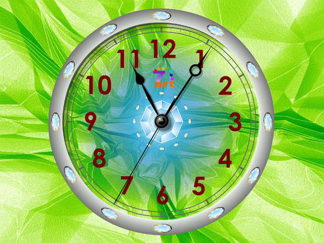 Clock green background blue flower free wallpaper for desktop - medium preview image