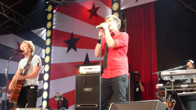 Man stage microphone guitar performance free wallpaper for desktop - medium preview image