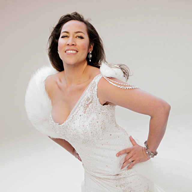 Woman white dress portrait smile free wallpaper for tablet - medium preview image