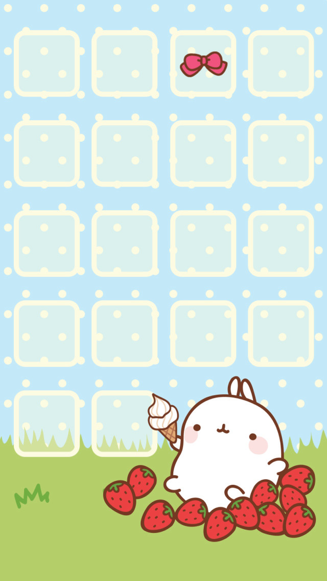 Cartoon character eating strawberries calendar free wallpaper for mobile - medium preview image