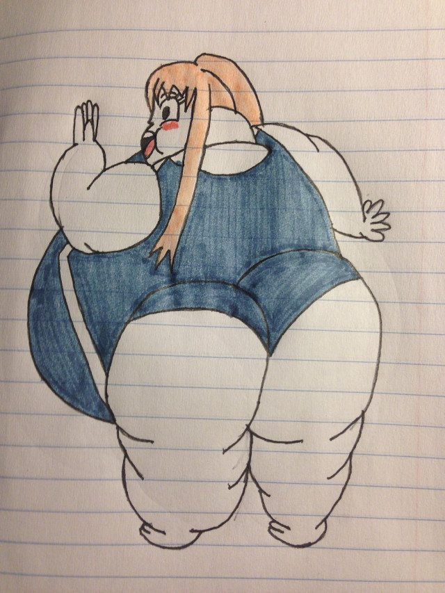 Fat woman blue jumpsuit hand free wallpaper for mobile - medium preview image