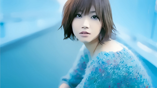 Blue woman pool beach ocean free wallpaper for desktop - medium preview image