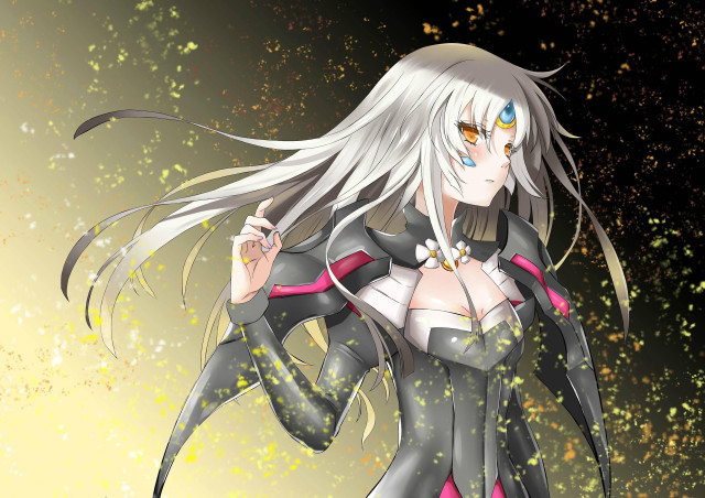 White hair black outfit red free wallpaper for desktop - medium preview image