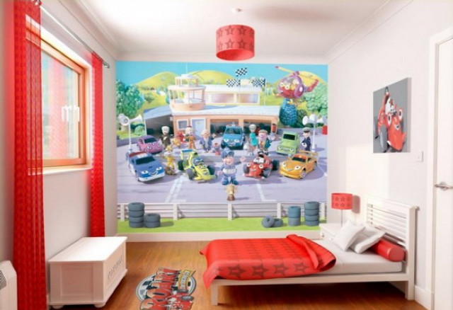 Bedroom mural cars bed window free wallpaper for desktop - medium preview image