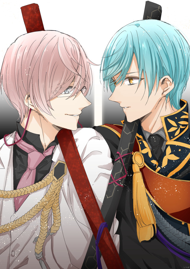 Anime blue hair pink hair free wallpaper for mobile - medium preview image