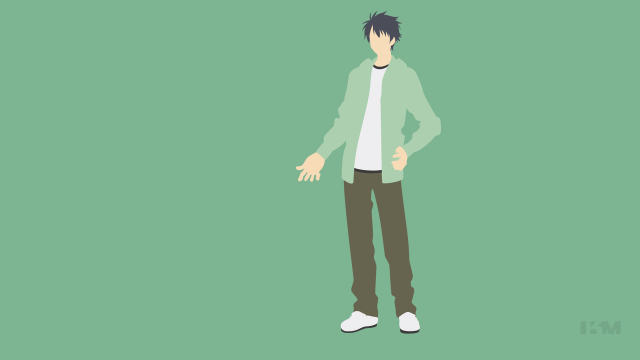 Man standing green background hands free wallpaper for desktop - medium preview image