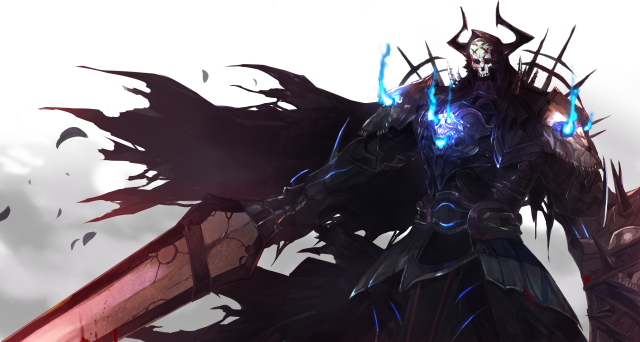 Demonic blue eyes sword man free wallpaper for desktop - medium preview image
