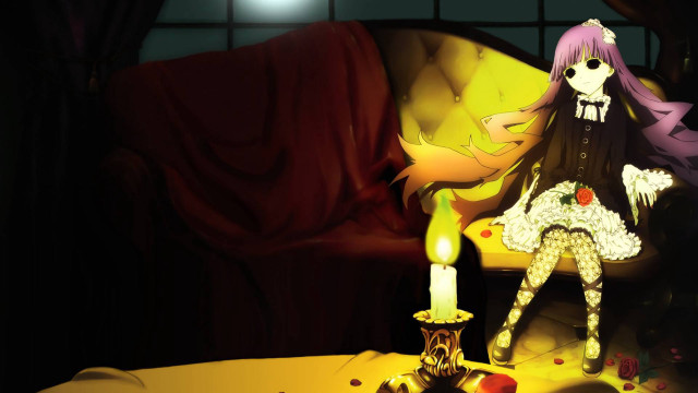 Cartoon girl couch candle table free wallpaper for desktop - medium preview image