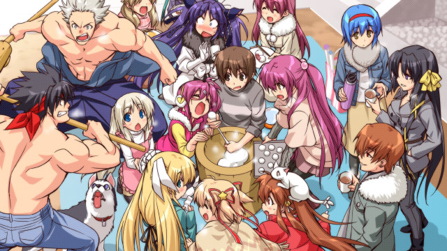 Anime characters group colored hair free wallpaper for desktop - medium preview image