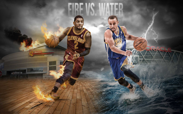 Basketball players water fire background free wallpaper for desktop - medium preview image