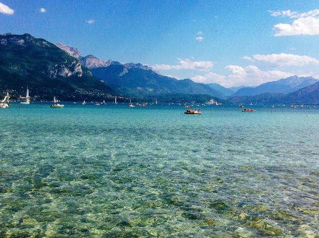 Water boats mountains clouds sky free wallpaper for desktop - medium preview image
