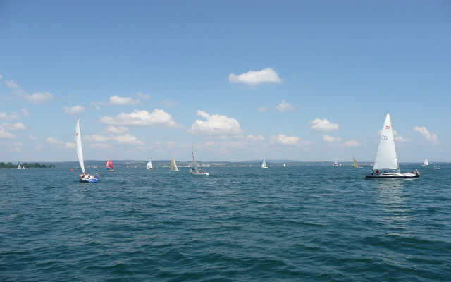 Sailboats sailing large body water free wallpaper for desktop - medium preview image