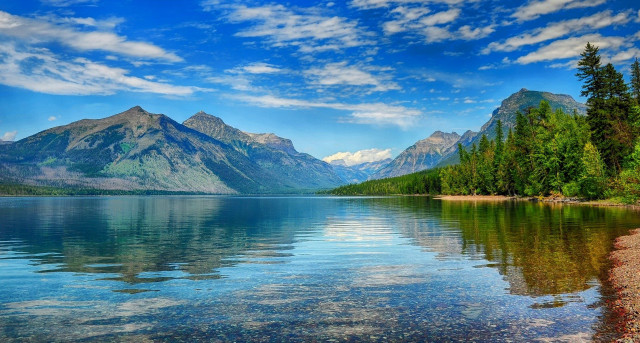 Lake mountains trees blue sky #2 free wallpaper for desktop - medium preview image
