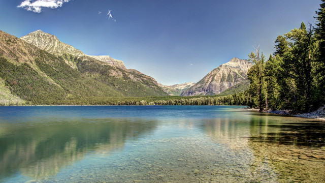 Lake mountains trees clear sky #4 free wallpaper for desktop - medium preview image