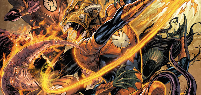 Comic character fighting demon fire free wallpaper for desktop - medium preview image