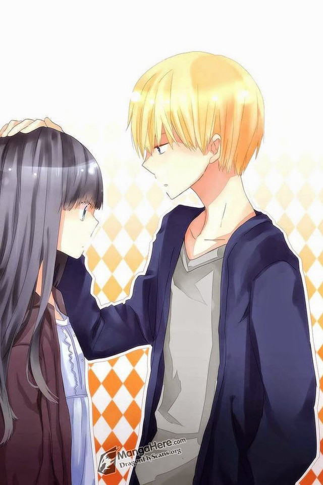 Couple people standing wall orange free wallpaper for mobile - medium preview image