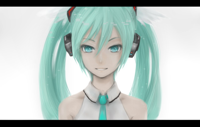 Girl green hair headphones smiling free wallpaper for desktop - medium preview image