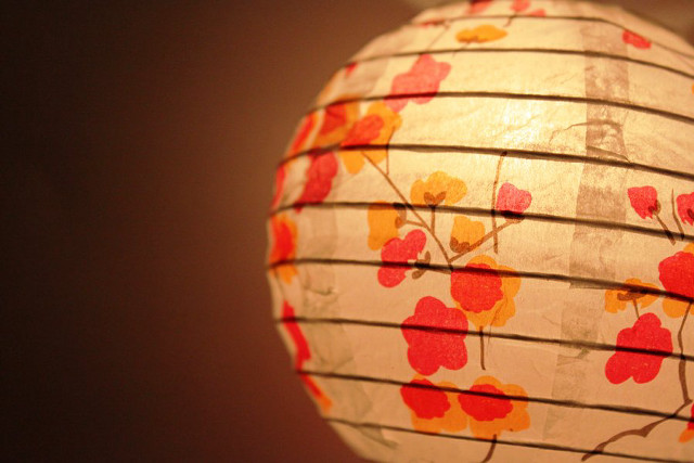 Paper lantern flower pattern hanging free wallpaper for desktop - medium preview image