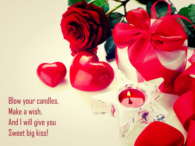Red rose candle message wish free wallpaper for desktop - medium preview image