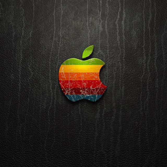 Apple logo black leather rainbow free wallpaper for tablet - medium preview image