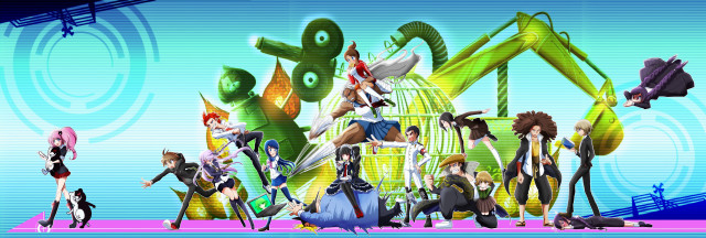 Animated characters blue background pink free wallpaper for desktop - medium preview image