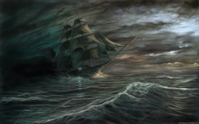 Ship stormy sea full moon free wallpaper for desktop - medium preview image