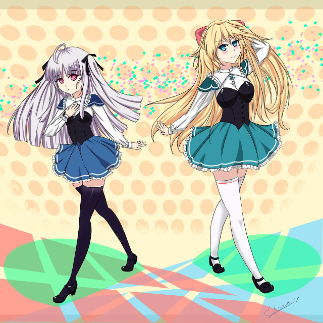 Anime girls blonde hair blue free wallpaper for tablet - medium preview image