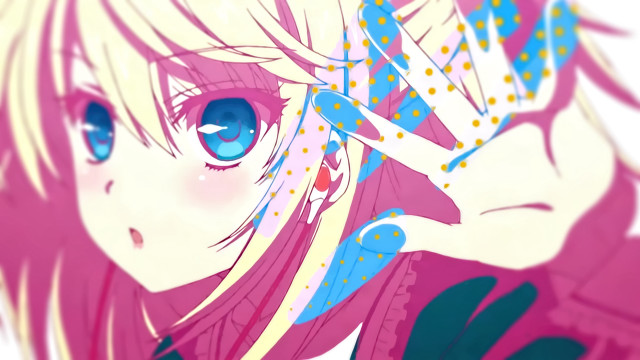 Anime girl blue eyes pink #5 free wallpaper for desktop - medium preview image