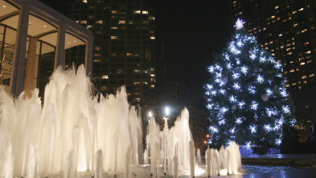 Christmas tree fountain city square free wallpaper for desktop - medium preview image