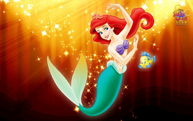 Cartoon mermaid tiara fish hand free wallpaper for desktop - medium preview image