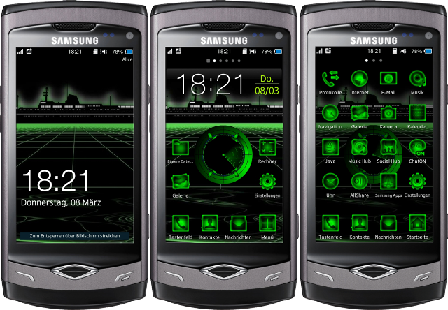 Three cell phones green screens free wallpaper for desktop - medium preview image