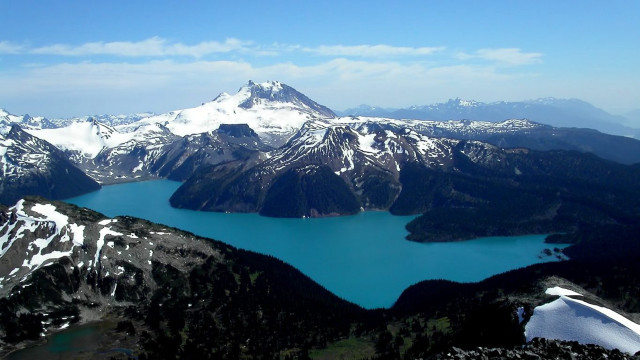 Mountain lake plane window blue free wallpaper for desktop - medium preview image