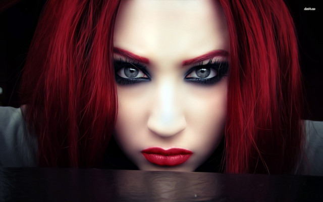 Woman red hair black makeup free wallpaper for desktop - medium preview image